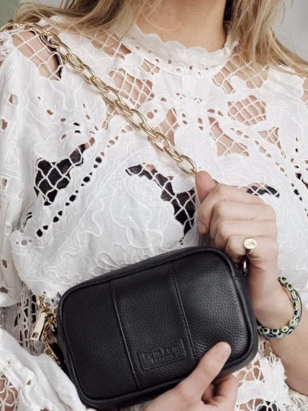 POM POM LONDON CITY MINI CROSSBODY BAG BLACK